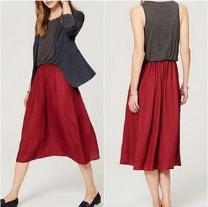 LOFT Duet gray & cranberry tank dress